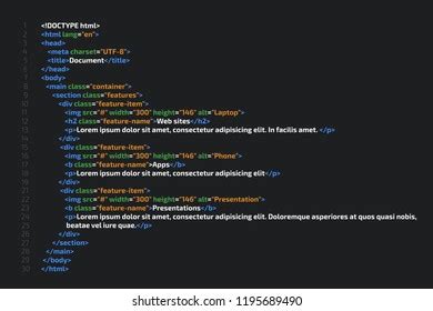 Html Code Website Coding Programming Concept Stock Illustration 1195689490 | Shutterstock