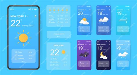 Premium Vector | Mobile weather app interface design gui elements for🕡 Conheça o mundo das ...