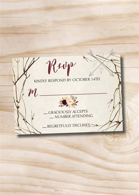 Rustic Wedding Invitation Response Card Invitation Suite - Etsy