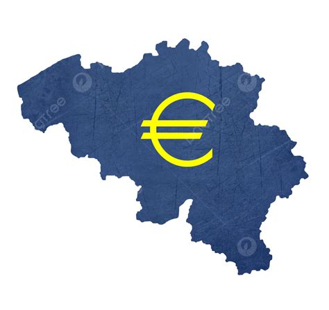 European Currency Symbol On Map Of Belgium White Background, Blue ...