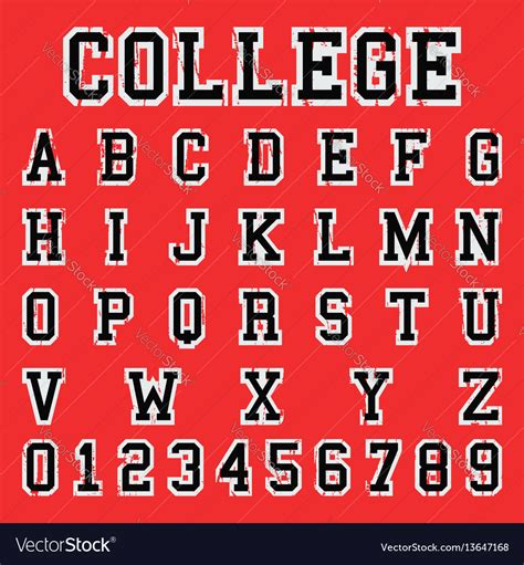 Alphabet college font template Royalty Free Vector Image