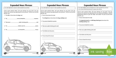 Expanded Noun Phrases Worksheet PDF | English (teacher made)