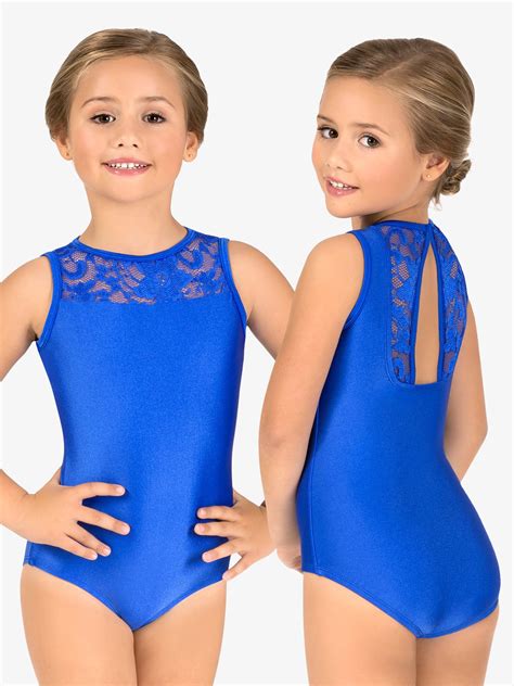 Girls Emballe Lace Boatneck Tank Leotard - Leotards | Double Platinum ...