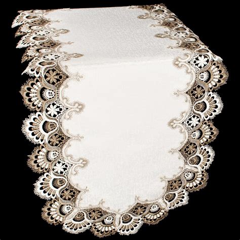 Lace Dresser Scarf 44 Table Runner Cocoa Brown Neutrals and White Doily ** You can find out more ...