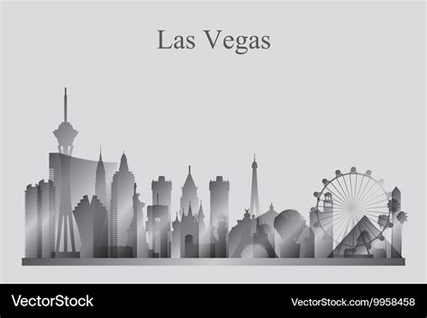 Las vegas city skyline silhouette in grayscale Vector Image