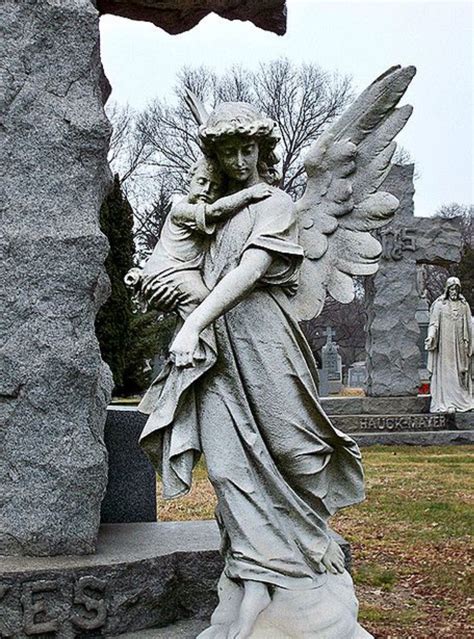 angel and child Cemetery Monuments, Cemetery Statues, Cemetery Headstones, Old Cemeteries ...