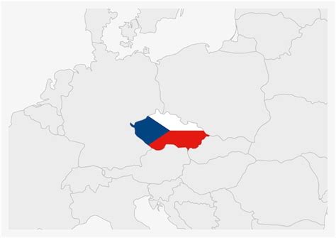 Premium Vector | Czech republic map highlighted in czech republic flag colors gray map with ...