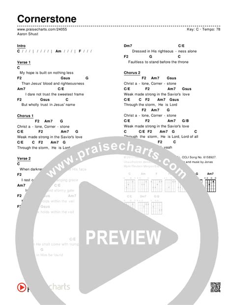 Cornerstone Chords PDF (Aaron Shust) - PraiseCharts