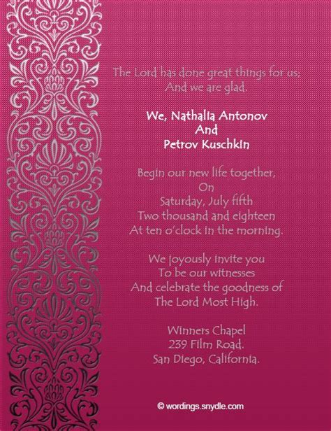 South Indian Christian Wedding Invitation Wording