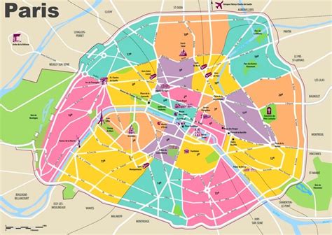 Paris Arrondissements Map With Attractions