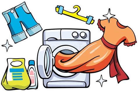 Washer and clean clothes. Vector illustration with washer and clean ...