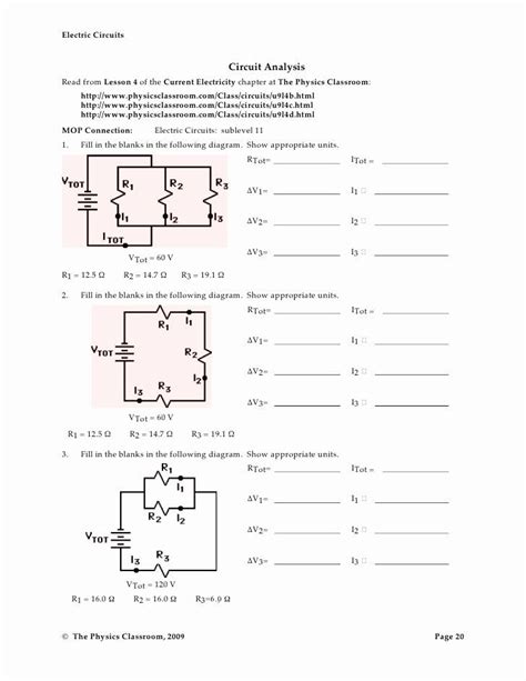 Combination Circuit Diagram Worksheet Pdf