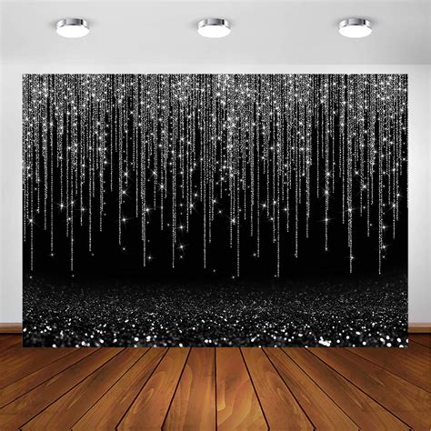 Buy Avezano Black and Silver Glitter Sparkle Backdrop for Adult Kids ...