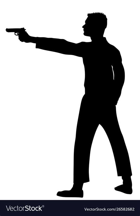 Man with gun silhouette policeman with pistol Vector Image