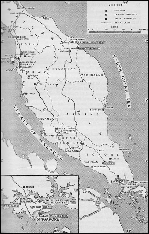 Malaya Command: Map of Malaya Dec 1941 showing RAF deployment of ...