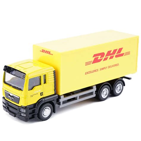 Diecast Truck 1:64 Scale Express DHL Truck Model Yellow Container Transporter Cargo Truck Kids ...