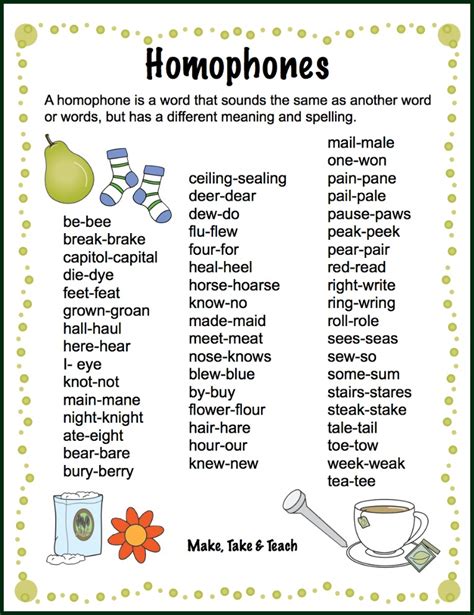 Teaching Homophones - Make Take & Teach