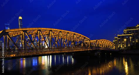 The garden bridge of Shanghai in China, the landmark. colorful Stock Photo | Adobe Stock