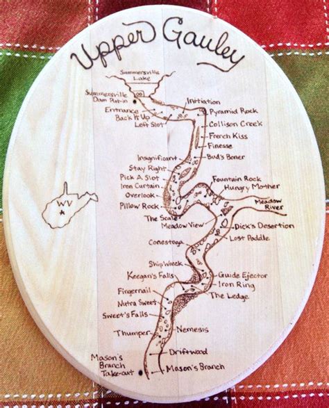 Woodburned Gauley River Map | Etsy