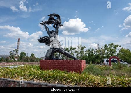 Soviet statue of Prometheus at the Chernobyl Nuclear Power Plant Stock ...