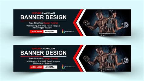 Free Fitness YouTube Photoshop Channel Art Design – GraphicsFamily