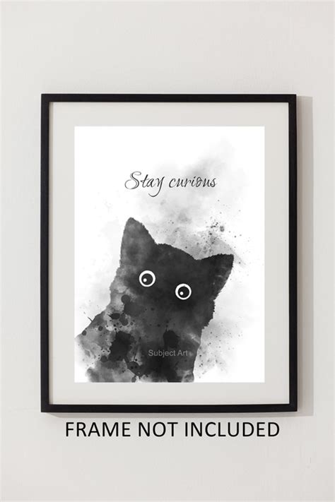 Stay Curious Cat Quote ART PRINT Animal Gift Wall Art Home | Etsy