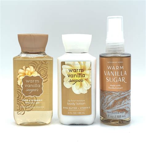 Bath and Body Works Warm Vanilla Sugar Travel Size Shower Gel, Body Lotion and Fragrance Mist 3 ...