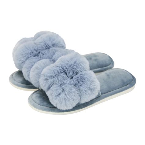 Pom Pom Slippers-Dusty Blue Large – Village Home & Living