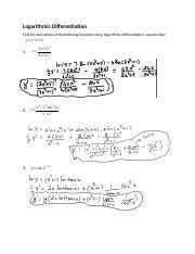 Logarithmic Differentiation Worksheet Solutions with space.docx - Logarithmic Differentiation ...