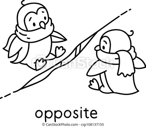 Preposition of movement. two penguins are sitting opposite each other. Penguins are sitting ...