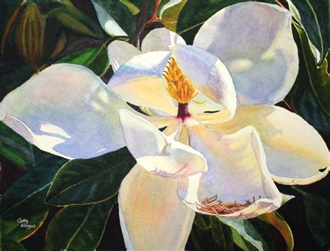 Magnolia Watercolor Painting Print by Cathy Hillegas 8x10 | Etsy