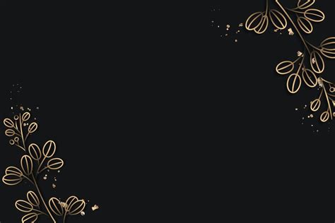 Gold floral pattern on black background vector | premium image by ...