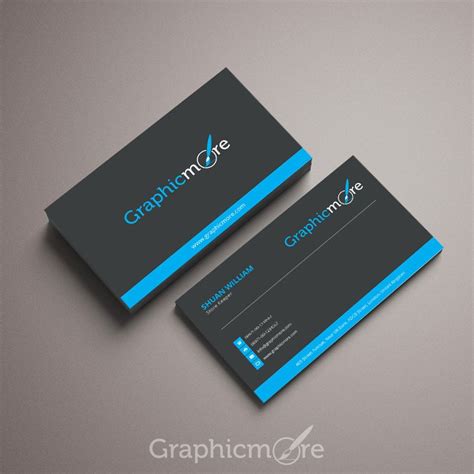 Black & Blue Business Card Template & Mockup Design Free PSD File