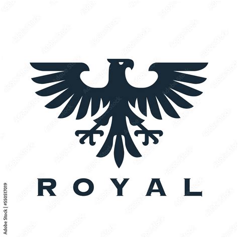 Heraldic eagle logo design. Falcon heraldry icon. Hawk insignia symbol. Royal brand bird emblem ...