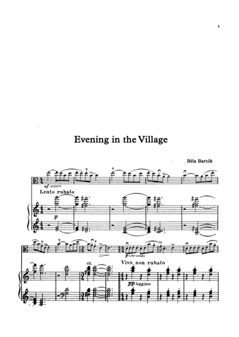 Evening in the village (arr. Unknown) Sheet Music | Béla Bartók | Viola ...