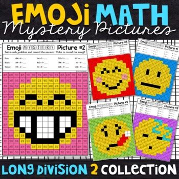 Emoji Long Division Worksheets (with Remainders) | Long Division Practice