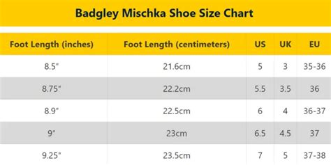 Badgley Mischka Shoe Size Chart for Women, Girls, Youths, Kids