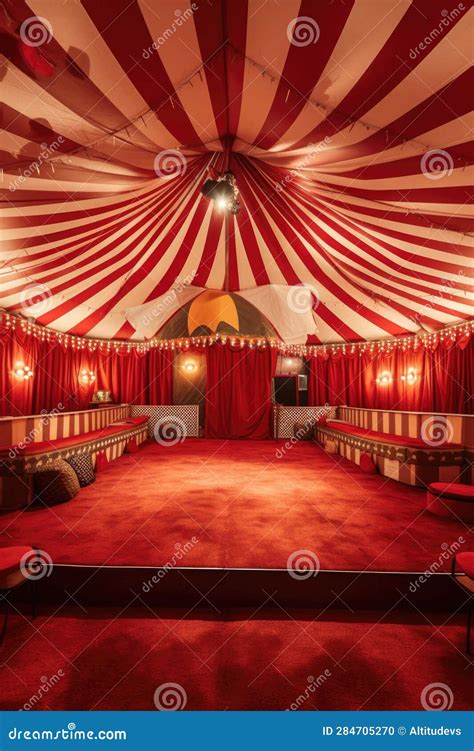 Empty Circus Tent Interior with Seating and Stage Stock Illustration ...