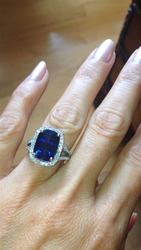 Sapphire Engagement Ring 13x9mm Long Cushion Cut Blue Sapphire | Etsy