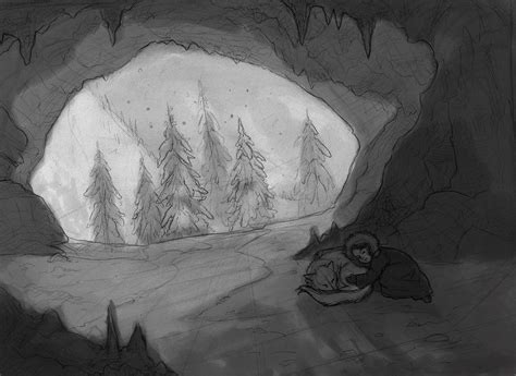 The Cave Sketch by Valhalrion.deviantart.com on @DeviantArt | Cave drawings, Sketches, Mountain ...