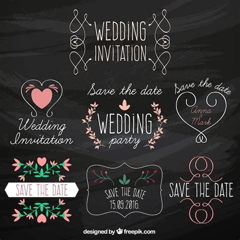 Free Vector | Wedding invitation stickers collection