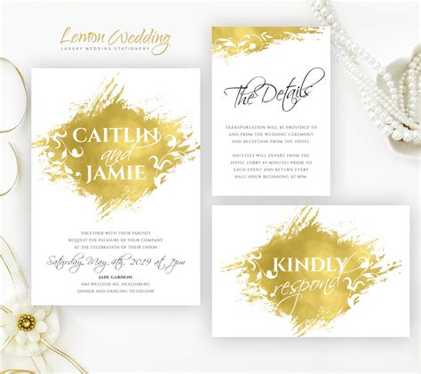 Gold Wedding Invitations Packs - LemonWedding