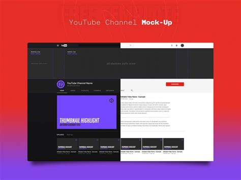 YouTube Channel Mockup Template PSD - Mockuplove | Mockup template ...