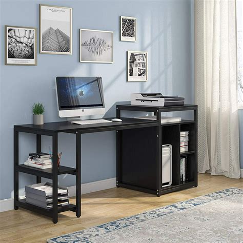 Tribesigns 47 Inch Computer Desk with Storage Shelves, Home Office Desk ...