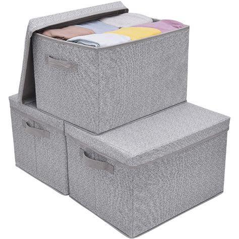 Latitude Run® Storage Bins For Closet With Lids And Handles, Rectangle ...