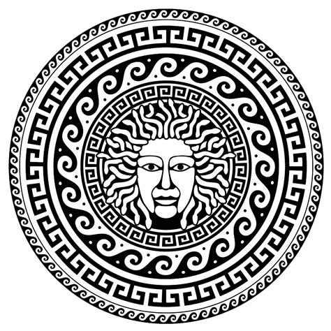 Medusa greek circle 1 - Medusa, in a circle with traditional greek patterns - 1. From the ...