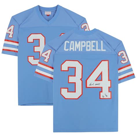 Earl Campbell Houston Oilers Fanatics Authentic Autographed Mitchell & Ness Light Blue Replica ...