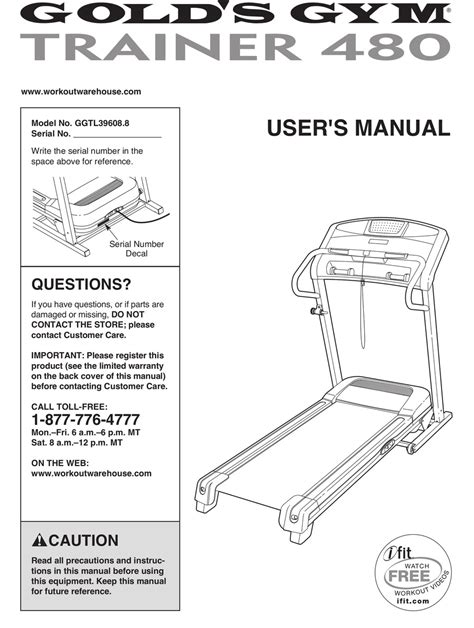 Golds Gym Treadmill Manual