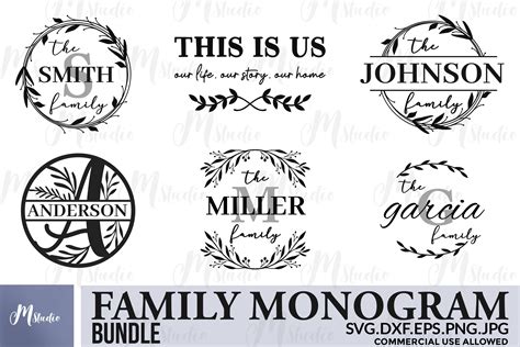 Family name monogram svg bundle hand drawn family name svg wedding monogram svg monogram svg png ...
