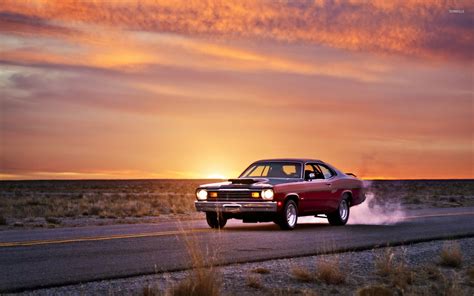 Plymouth Duster on the road at sunset wallpaper - Car wallpapers - #52240